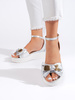 Silver Wedge Sandals with a Bow