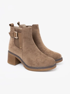 Stylish beige ankle boots with comfortable heels