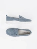 Leather blue platform loafers