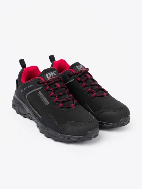 Buty trekkingowe damskie DK Waterproof czarne z czerwonymi wstawkami