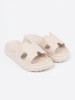 Women's Platform Slides Light Beige
