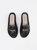 Women's black slides with chain