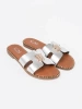 Silver flat sandals with cutouts