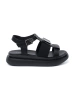 Elegant black leather platform sandals