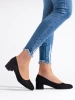 Black Suede Low-Heel Pumps