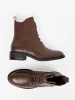 Brązowe sznurowane botki z niskim obcasem Sergio Leone