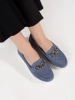 Leather Blue Chain Platform Loafers