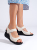 Comfortable Sergio Leone White Wedge Sandals