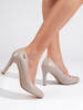 Classic Light Beige High Block Heels by Sergio Leone