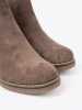 Classic dark beige ankle boots on a stable heel