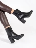 Sergio Leone Black Leather Heeled Ankle Boots