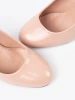 Light beige patent block heels