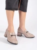 Beige Heeled Loafers