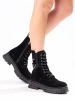 High Leather Lace-Up Boots in Black