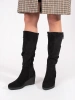 Black Suede Wedge Boots