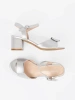 Women's silver block heel sandals with open back