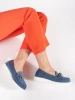 Suede blue loafers with chain