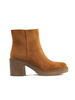 Suede Block Heel Ankle Boots in Camel