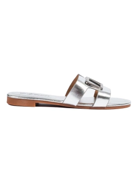 Silver Embellished Flat Slides