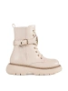 Beżowe sznurowane botki damskie 