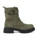 Dark green worker boots with thick sole and lacing