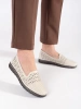 Beige perforated derby shoes