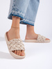 Woven Beige Slide Sandals