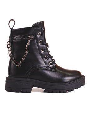 Black Ankle Boots with Chain Detail