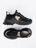 Black Sneakers with Decorative Gold Heart