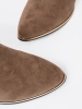 Dark Beige Suede Ankle Boots on a Column Heel
