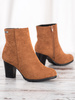 Camel Block Heel Ankle Boots
