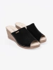 Women's black platform slides