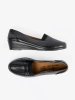 Black wedge heel loafers