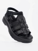 Black Leather Platform Sandals