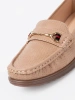 Beige loafers with gold embellishment