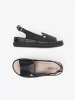 Black sandals with leather insole