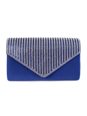 Blue Crystal-Embellished Mini Clutch Bag