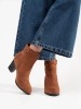 Brown Suede Block Heel Ankle Boots