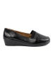 Black wedge heel loafers