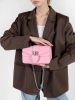 Pink small shoulder bag with silver chain