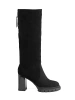 Black Suede Block Heel Boots