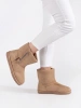 Light Beige Snow Boots with Decorative Buckle and Zipper