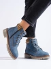 Blue Eco-Leather Ankle Boots