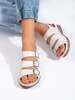 Comfortable White Sandals with Low Wedge Heel