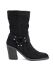 Black Suede Block Heel Ankle Boots