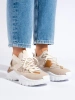 Sznurowane sneakersy damskie  beżowe