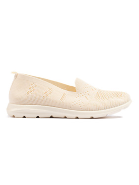 Beige Textured Slip-On Shoes