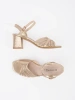 Gold shiny block heel sandals