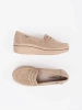Beige thick-soled loafers