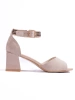 Charming Beige Low Block Heel Sandals